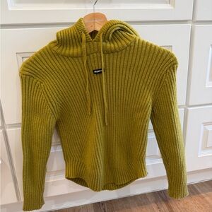 Kid girl's Olive Green Ribbed Sweater